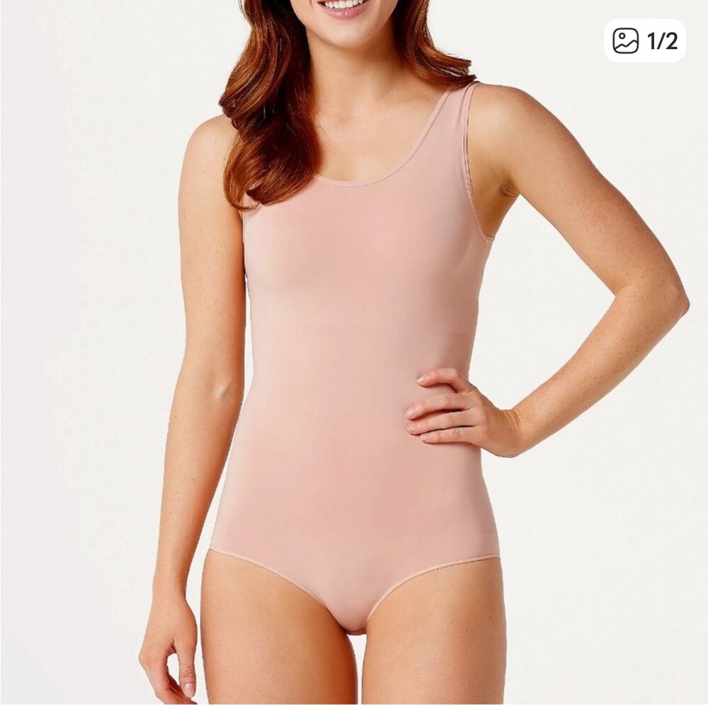 Two SPANX The Base Tank Bodysuits - 1 nude and 1 white S/P